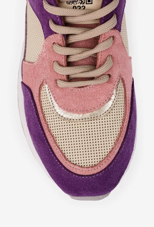 Pantofi dama NUR multicolori din piele cu siret