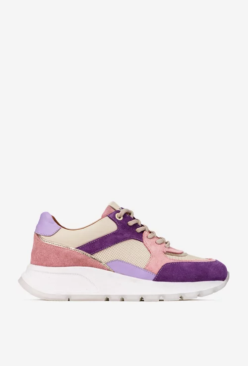 Pantofi dama NUR multicolori din piele cu siret