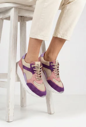 Pantofi dama NUR multicolori din piele cu siret