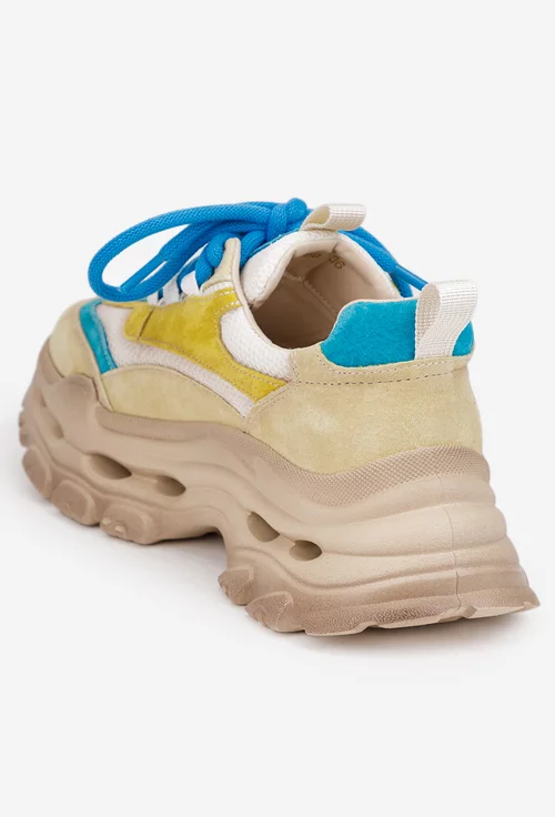 Pantofi dama NUR multicolori din piele intoarsa si material textil picture - 4