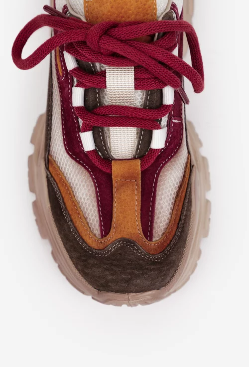 Pantofi dama NUR multicolori din piele intoarsa si material textil