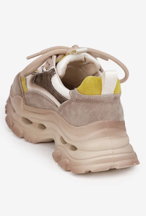 Pantofi dama NUR multicolori din piele intoarsa si material textil