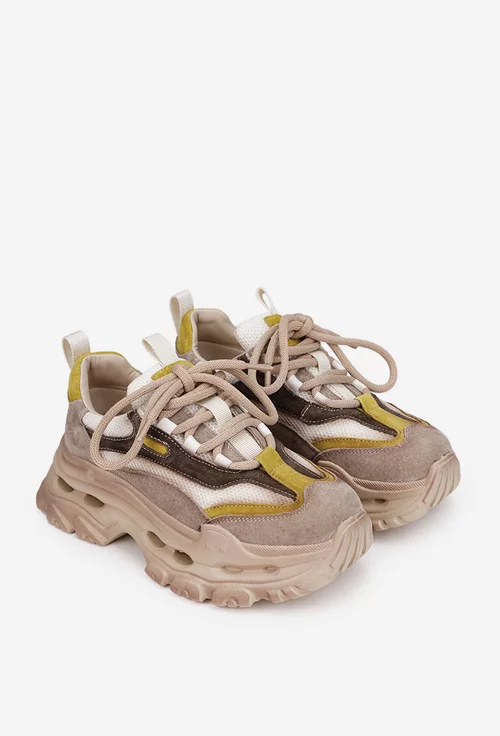 Pantofi dama NUR multicolori din piele intoarsa si material textil