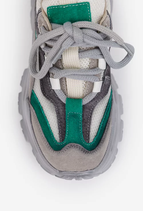 Pantofi dama NUR multicolori din piele intoarsa si material textil