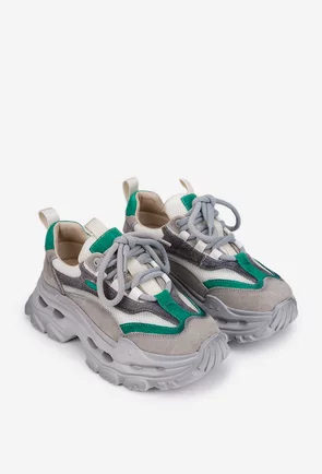 Pantofi dama NUR multicolori din piele intoarsa si material textil