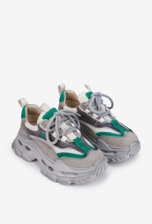 Pantofi dama NUR multicolori din piele intoarsa si material textil