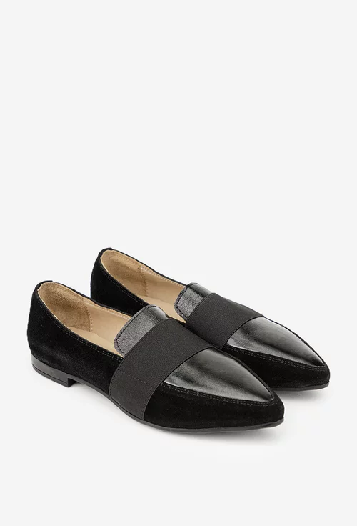 Pantofi dama NUR negri din piele cu varful ascutit picture - 2