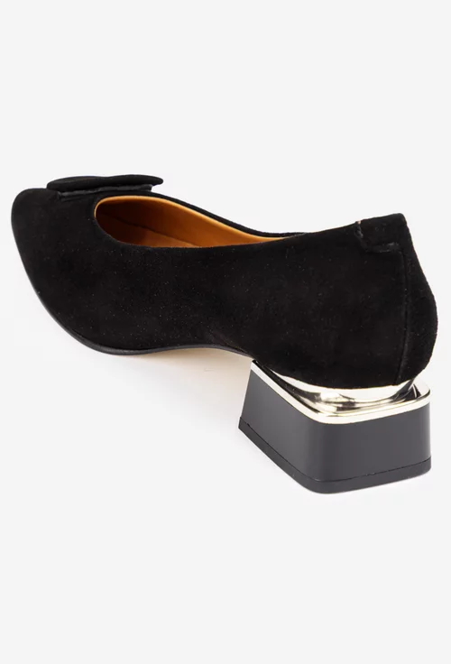 Pantofi dama NUR negri din piele intoarsa