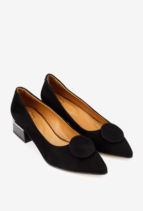 Pantofi dama NUR negri din piele intoarsa