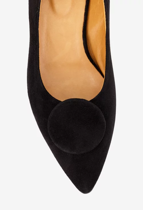 Pantofi dama NUR negri din piele intoarsa