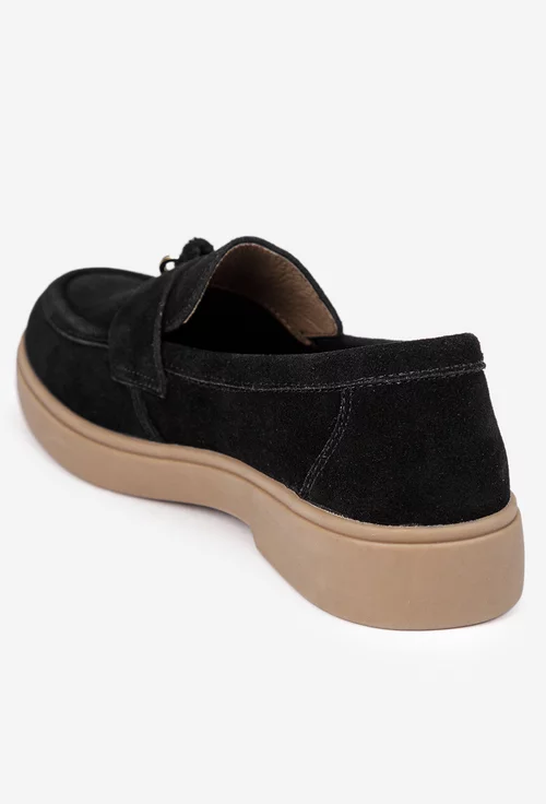 Pantofi dama NUR negri din piele intoarsa