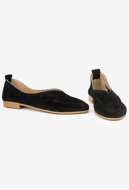 Pantofi dama NUR negri din piele intoarsa