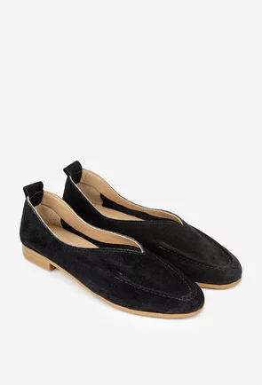 Pantofi dama NUR negri din piele intoarsa
