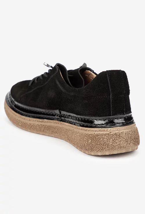 Pantofi dama NUR negri din piele intoarsa picture - 4