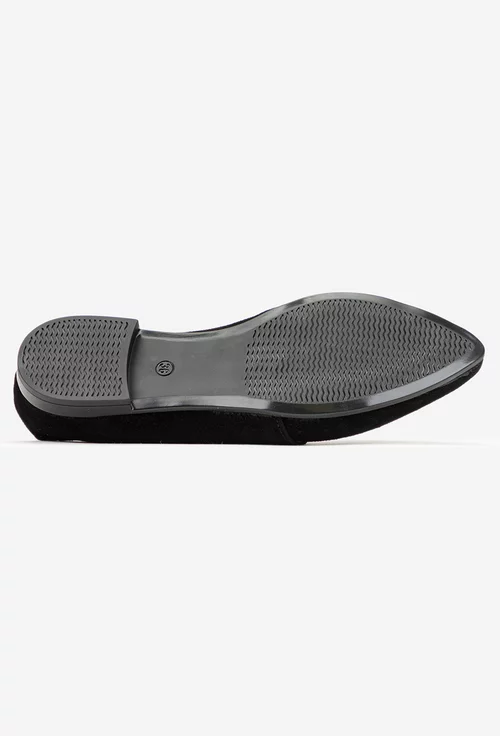 Pantofi dama NUR negri din piele intoarsa cu model picture - 4