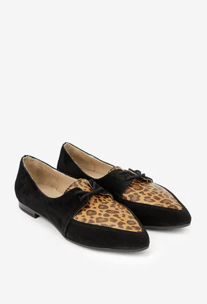 Pantofi dama NUR negri din piele intoarsa cu model