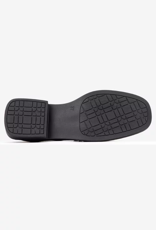 Pantofi dama NUR negri din piele intoarsa cu ornament