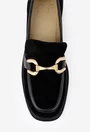 Pantofi dama NUR negri din piele intoarsa cu ornament