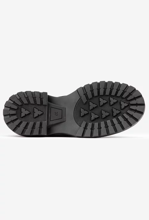 Pantofi dama NUR negri din piele intoarsa cu ornament picture - 6