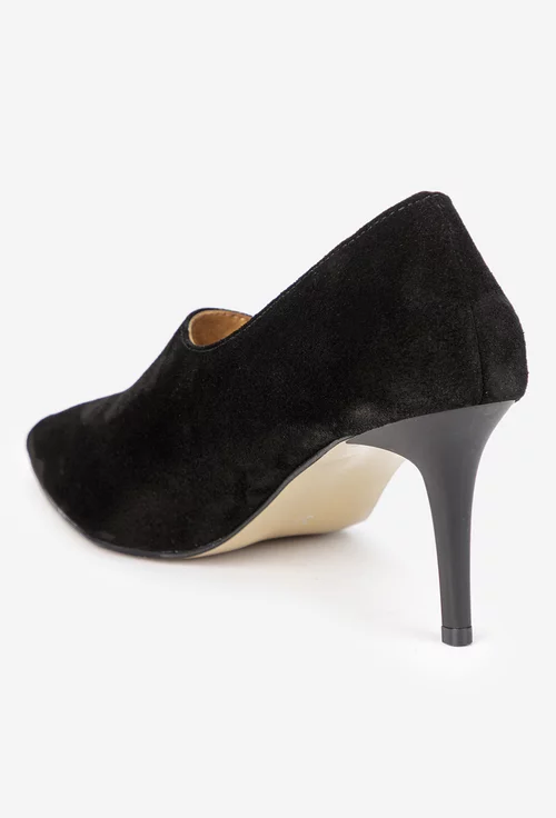 Pantofi dama NUR negri din piele intoarsa cu varful ascutit picture - 5