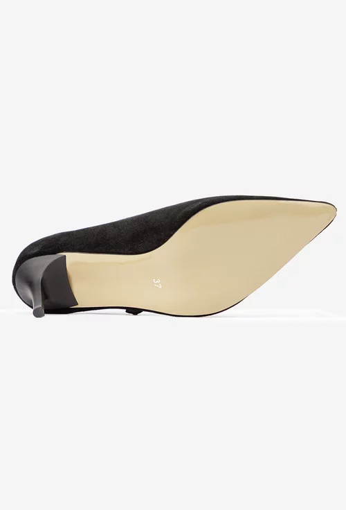 Pantofi dama NUR negri din piele intoarsa cu varful ascutit picture - 6