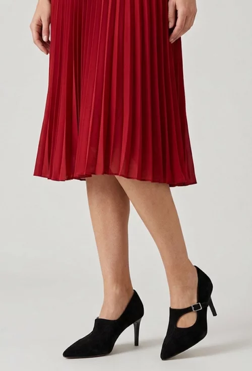 Pantofi dama NUR negri din piele intoarsa cu varful ascutit picture - 3