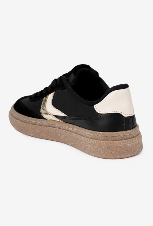 Pantofi dama NUR negri din piele intoarsa si material textil