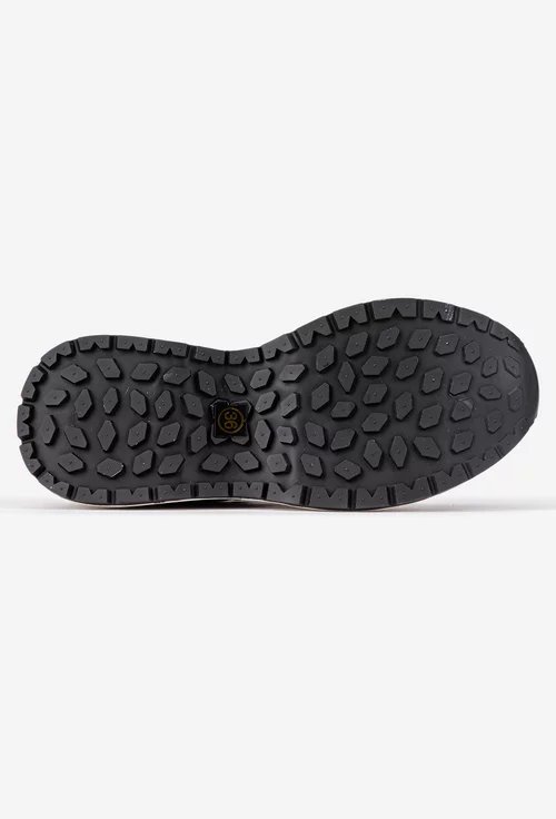 Pantofi dama NUR negri din piele intoarsa si material textil