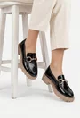 Pantofi dama NUR negri din piele lacuita cu ornament