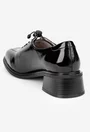 Pantofi dama NUR negri din piele lacuita cu siret elastic