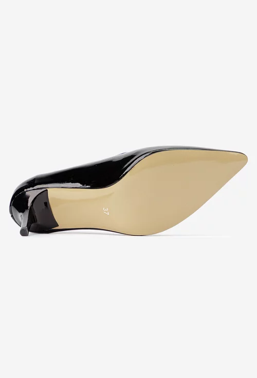 Pantofi dama NUR negri din piele lacuita cu toc subtire picture - 5