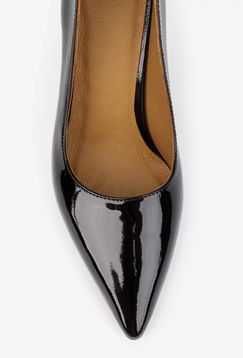 Pantofi dama NUR negri din piele lacuita cu toc subtire picture - 7