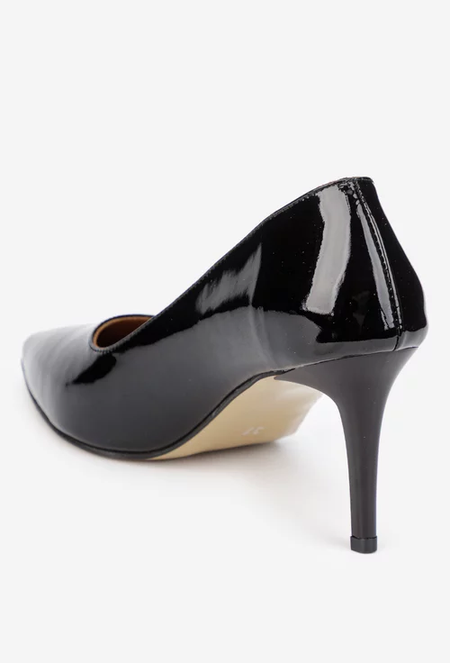 Pantofi dama NUR negri din piele lacuita cu toc subtire picture - 4