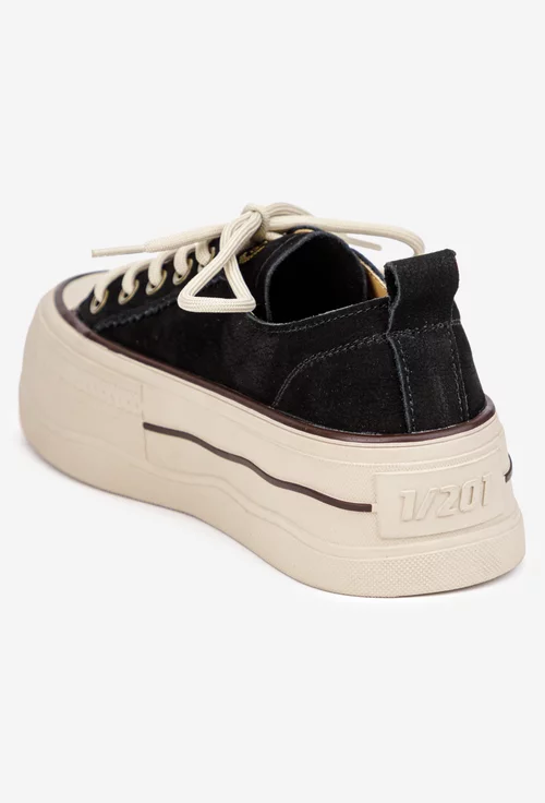 Pantofi dama NUR negri din piele nabuc