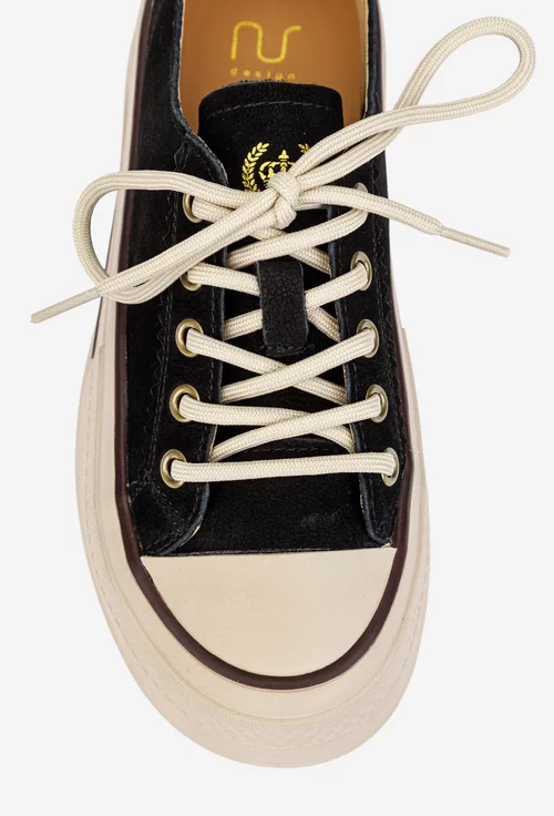 Pantofi dama NUR negri din piele nabuc