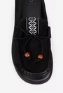 Pantofi dama NUR negri din piele nabuc cu ornament