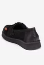 Pantofi dama NUR negri din piele nabuc cu ornament