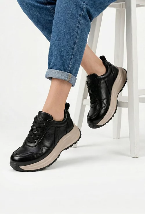 Pantofi dama NUR negri din piele naturala