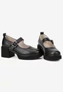 Pantofi dama NUR negri din piele naturala cu bareta