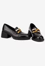 Pantofi dama NUR negri din piele naturala cu ornament