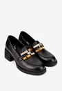 Pantofi dama NUR negri din piele naturala cu ornament