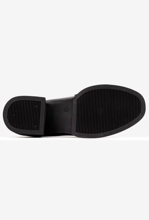 Pantofi dama NUR negri din piele naturala cu ornament