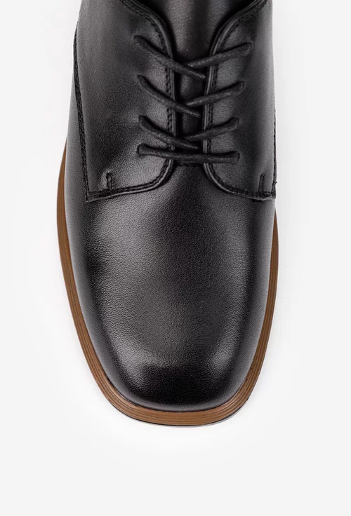 Pantofi dama NUR negri din piele naturala cu siret