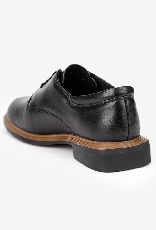 Pantofi dama NUR negri din piele naturala cu siret