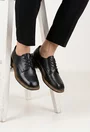 Pantofi dama NUR negri din piele naturala cu siret