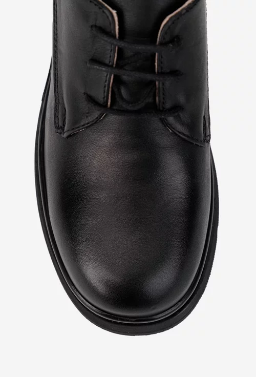 Pantofi dama NUR negri din piele naturala cu toc masiv