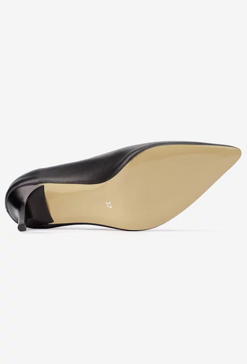 Pantofi dama NUR negri din piele naturala cu toc subtire picture - 5