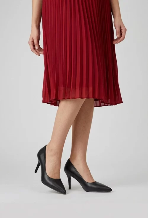 Pantofi dama NUR negri din piele naturala cu toc subtire picture - 2