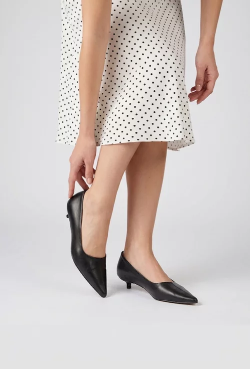 Pantofi dama NUR negri din piele naturala cu varful ascutit picture - 2