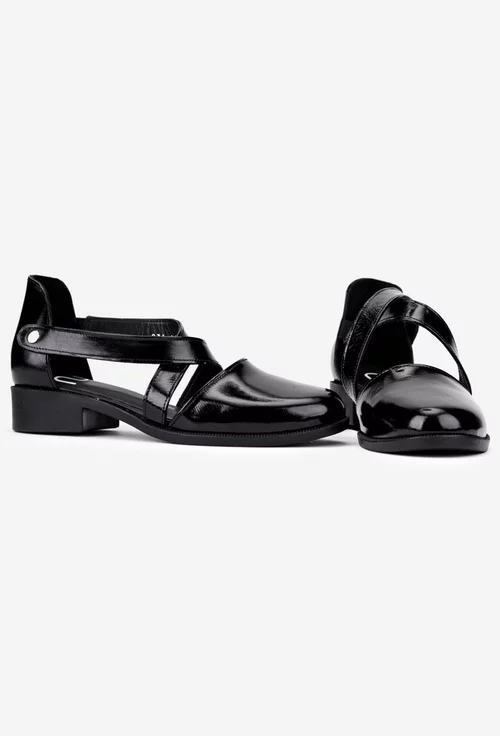 Pantofi dama NUR negri din piele naturala lacuita
